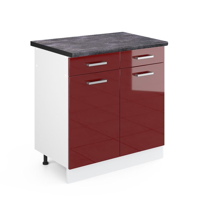 Meuble cuisine R-Line 80cm PT Anthracite Rouge brillant/Blanc Vicco 45394