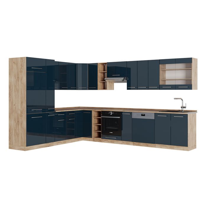 Cuisine En Angle Vicco Fame-LINE – Équipée Complète, 190 Cm, Ultra-brillant Anthracite, Neuve