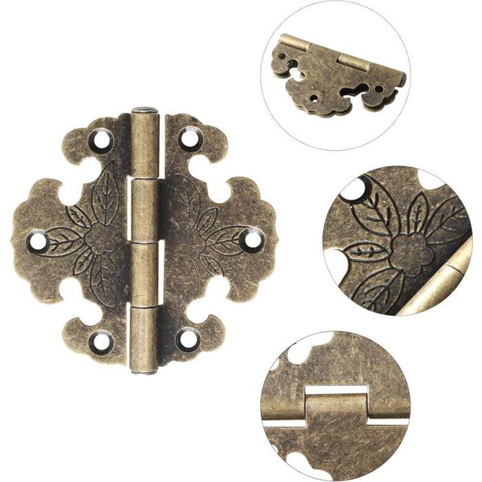 Charnières Antiques - LARGEIGHT - Lot de 4 - Bronze - Mini Charnières Décoratives - Rétro