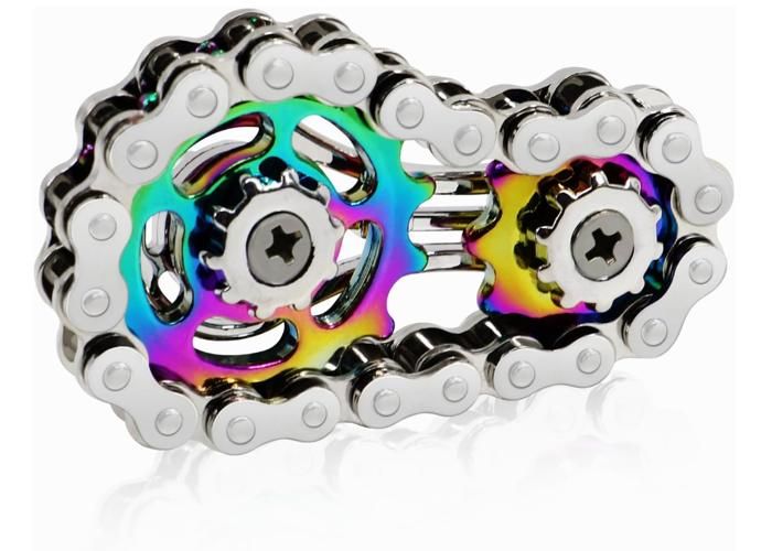 DMaos Fidget Spinner, Conception de chaîne de vélo à articulation à crémaillère 2 vitesses, jeux de doigts Figity, mécaniques durables en métal inoxydable, jouet Figit premium - Gris