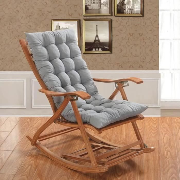 Terrasse de Jardin éPais Grand Fauteuil à Bascule Coussin Fauteuil Inclinable Relaxer Coussin de Chais 110 x 40cm Gris