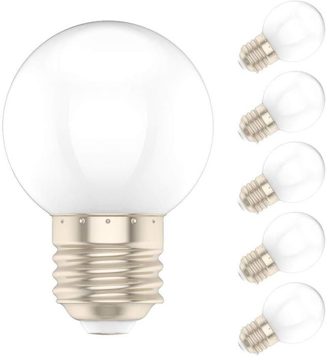 5X E27 Ampoule de Chaud 1W Lampe Couleur LED 100LM Faible Consommation Lampe de Décoration AC220V-240V [Classe énergétique A+]