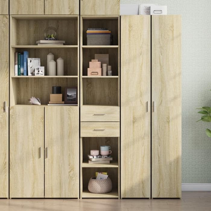SALE 2025Armoire haute vitrine - Bibliothèque Buffet haut - Chêne sonoma - 40x425x185 cm - bois dingénierie37 Kg 7269