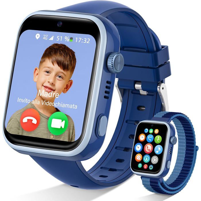 Montre Connectée Enfant 4G YEDASAH - Appels Vidéo, GPS, IP68, SOS, Jeux, 4-12 Ans - Cadeau Sécurité