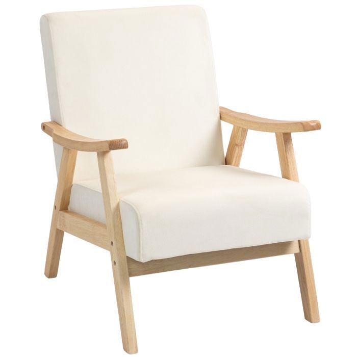 Fauteuil Fauteuil de salon nordique avec accoudoirs coussin dassise fauteuil lounge rembourré avec structure en bois fauteuil a