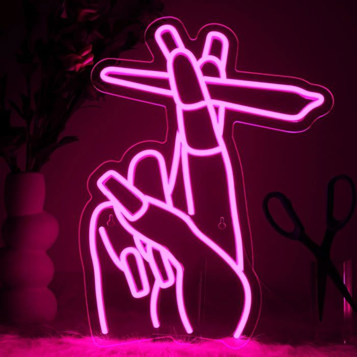 Panneau néon LED rose avec geste de la main pour décoration murale panneau néon USB