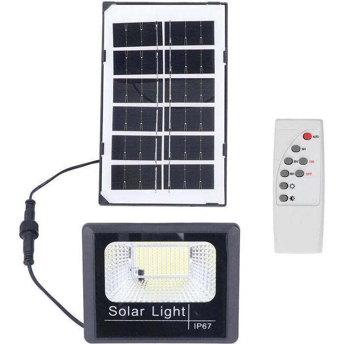 Projecteur solaire extérieur 100 LED 40W IP67 avec télécommande panneau 4W 3000mAh fixation murale