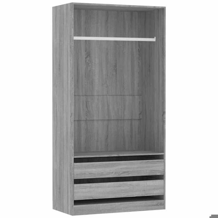 Gris Garde-robe CLARENCE Armoire penderie Pour chambre Sonoma gris 100x50x200 cm Bois dingénierie LV1594