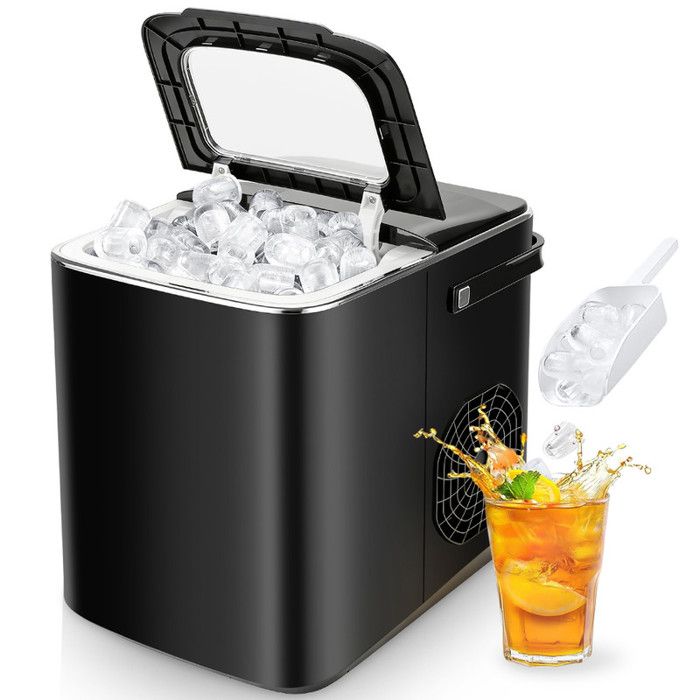 Machine à Glaçons - 9 Glaçons en 6 à 8 Minutes 12kg en 24h - Autonettoyante Alarme niveau deau bas/glace pleine