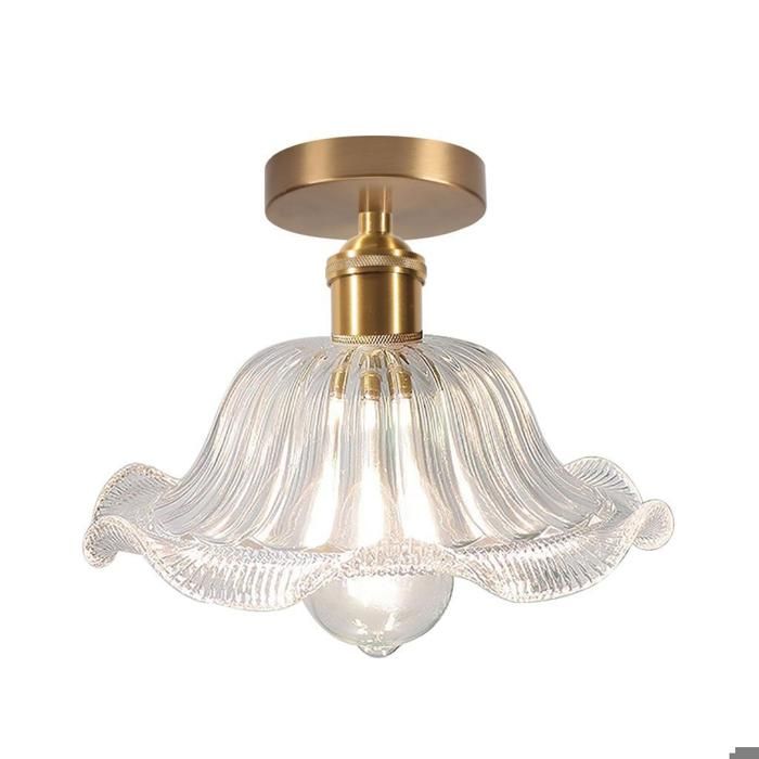 iDEGU Plafonnier en Verre25cm Lampe de Plafond Vintage Industriel en Verre E27 Lustre Abat-jour Design Lotus pour Salon Chambre