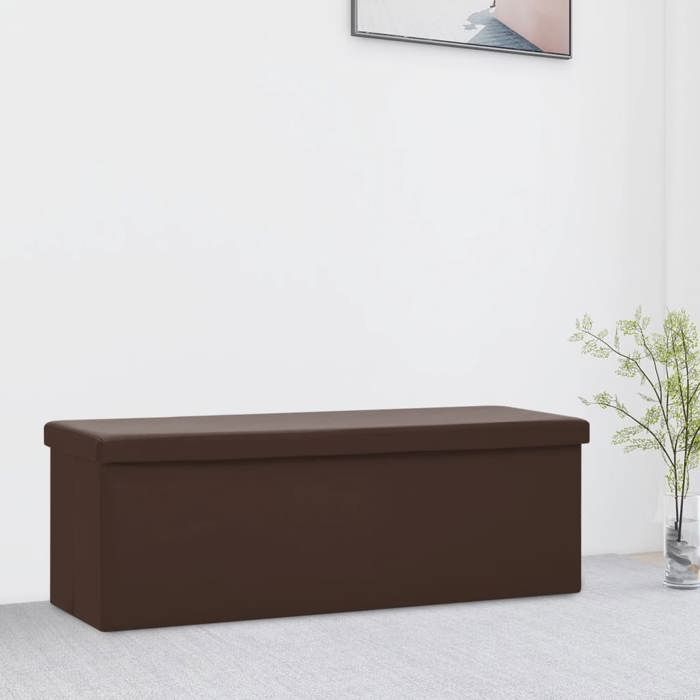 Banc de rangement pliable - vidaXL - Marron - PVC - 110x38x38 cm - Siège rembourré - Pliable - Grand espace de rangement