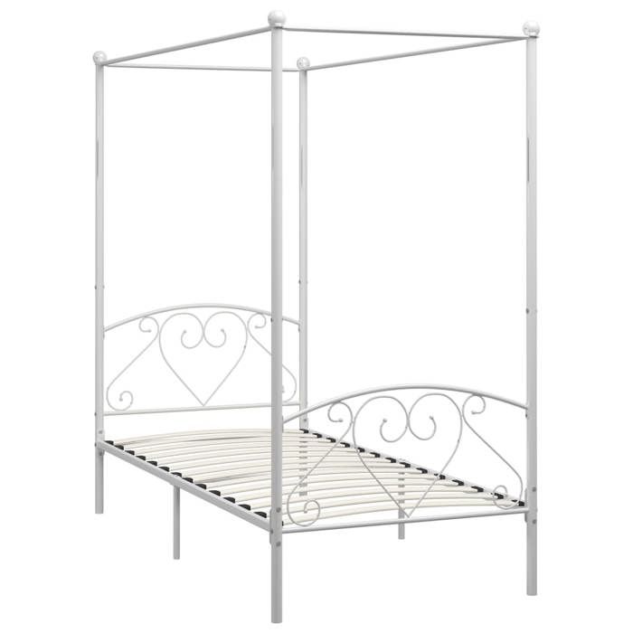 SALE 2026Cadre de lit - 1 personnes - Structure de lit à baldaquin - 209x975x198cm - blanc métal 90x200cm19.9 Kg 173136