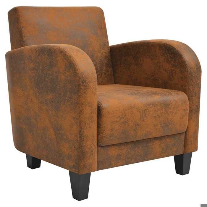 SOLDES DHIVER®Fauteuil salon - Fauteuil relaxant - 1 place - 73x72x76 cm - Marron Similicuir daim - 14362