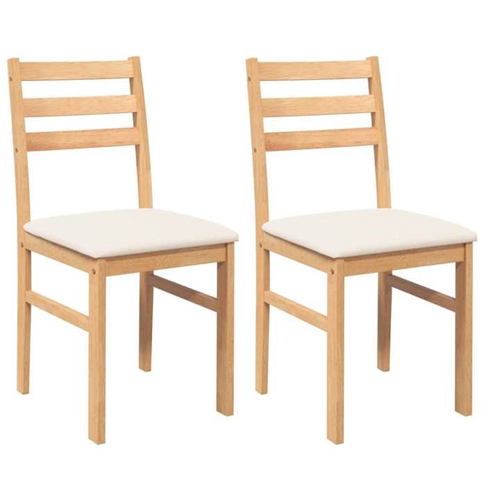Promo février CHIC Chaises à manger JILL pour cuisine avec coussins lot de 2 bois massif caoutchouc 40.5x49x84.5 cm CCC1120