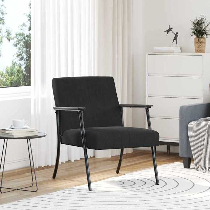 NEW 2026 Fauteuil-chaise simple - 1 pc - Poids maximal: 110 kg - Noir 59x75x78 cm Velours L6762