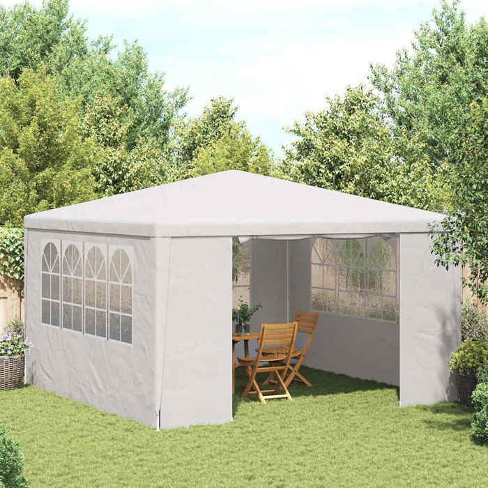 Blanc Tente de réception avec parois latérales 4x4 m Blanc 90 g/m² - Auvents & abris H7287