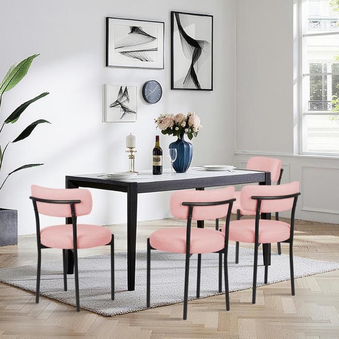 SUPFINE Chaises de Salle à Manger Chaises - Style Scandinave - Lot de 6 - Chaises de Cuisine en Velours Teddy - Jusquà 120kg
