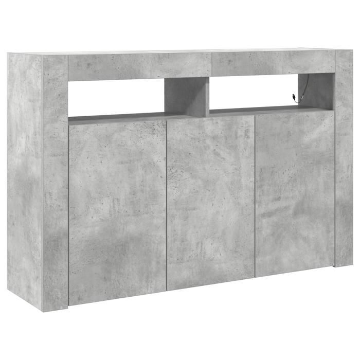 Top 2026@Cabinet bahut de rangement simple Gris - SWEETY® Buffet Gris béton 116x30x75cm - bois dingénierie 515797