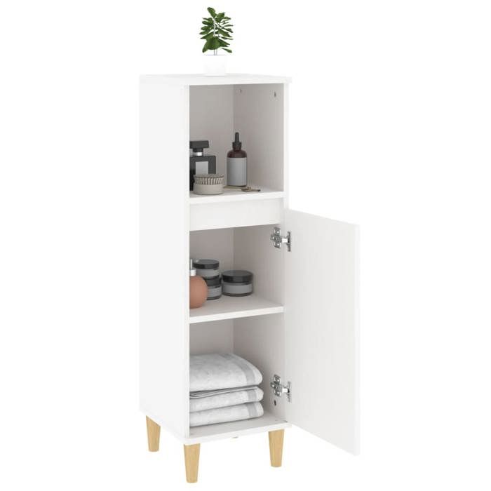 Meuble Rangement - HAOSHOP - Armoire de salle de bain blanc 30x30x100 cm bois dingénierie&01_34074