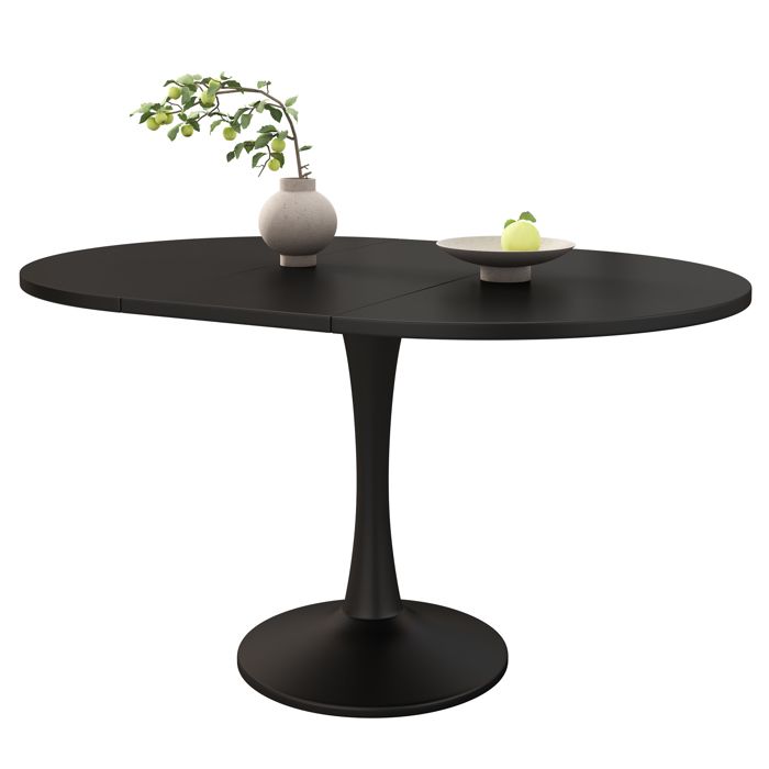 Table à rallonges table ovale table basse de salon noire 100/140 × 100 × 75 cm