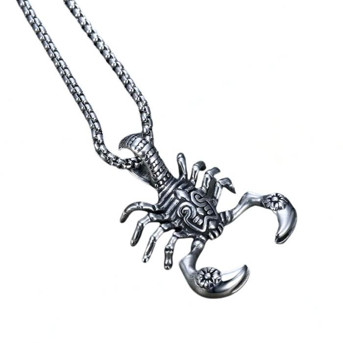 Pendentif homme acier inoxydable scorpion tribal et chaine incluse