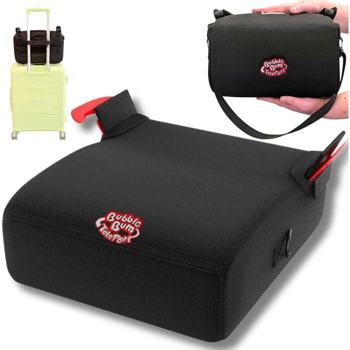 Rehausseur auto BubbleBum TelePort pliable & télescopique certifié R129 125–150 cm idéal voyage et quotidien – Noir
