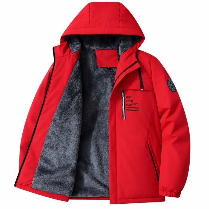 ENSEMBLE DE VETEMENTS DE SPORT Veste homme hiver AProsp doublée polaire épaisse à capuche coupe ample poches L à 5XL rouge