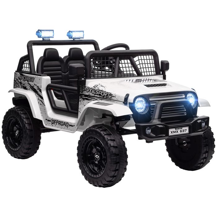 Voiture Électrique pour Enfant 4x4 avec Télécommande Double Moteur Véhicule Électrique Enfant 3-6 Ans Blanc 12V