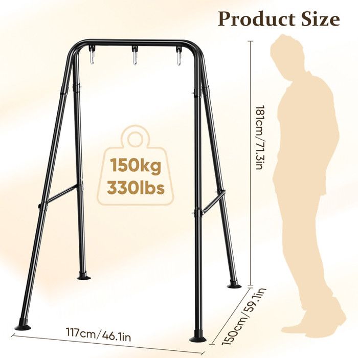 Fauteuil suspendu pliable - Structure acier résistante 150 kg - 3 crochets compatibles hamac - balcon terrasse jardin