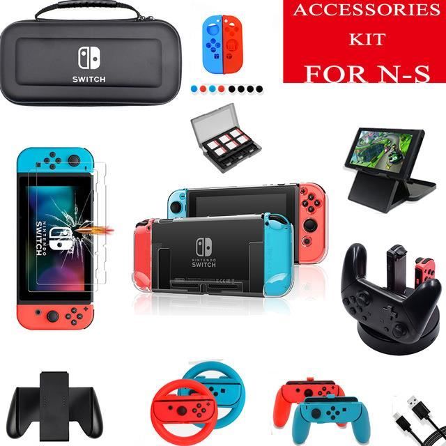 Type A-Lot D'accessoires Pour Nintendo Switch 22 En 1, Boîtier De  Protection D'écran, Poignées Joycon, Roues - Cdiscount Informatique