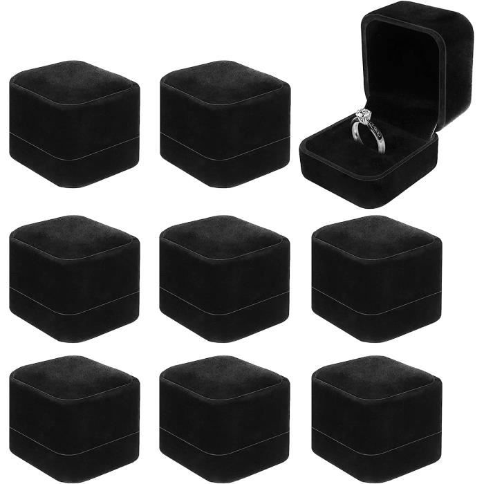Boîte à Bagues Lahaima Avec Lumière LED - Velours Noir, Dimensions ~6x5x4 Cm, Idéale Pour Demande En Mariage, Cadeau