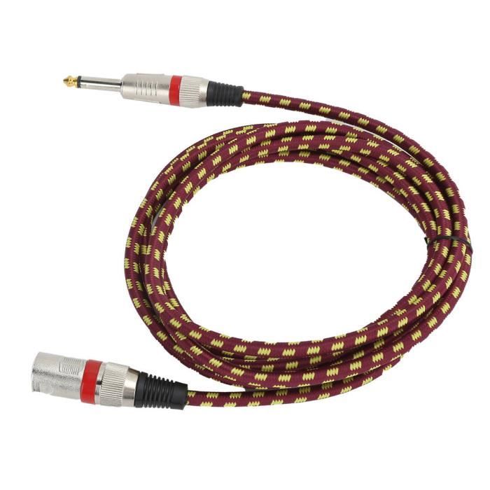 Câble Audio 6,35 Mm TS Mâle Vers XLR Mâle - 1,5 M, Pour Micro, Console, Enceintes Actives - Connecteurs Plaqués Or, Alliage Zinc - 9