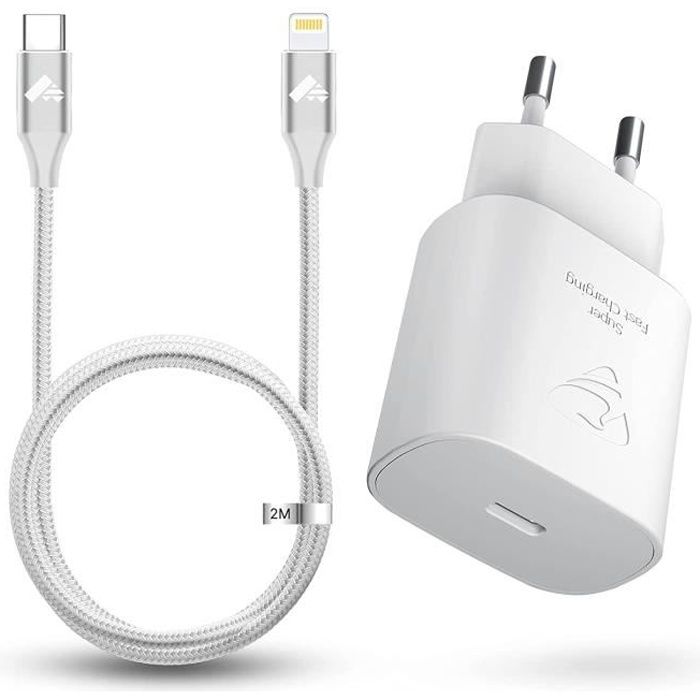 Câble de charge pour iPhone 15, pack de 2 2M Câble de chargeur