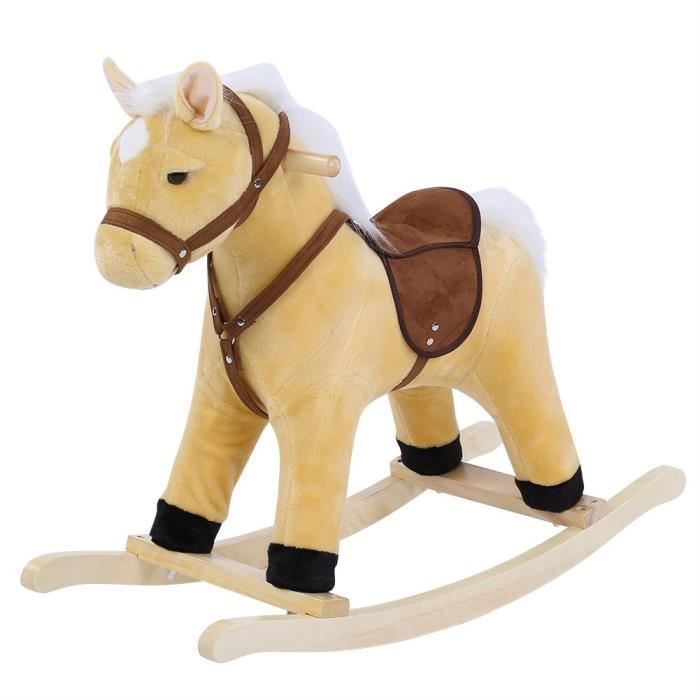 Cheval a bascule pour bebe enfant cheval a bascule d equitation balancoire jouet a bascule en peluche douce marron beige LIS Cdiscount Jeux Jouets