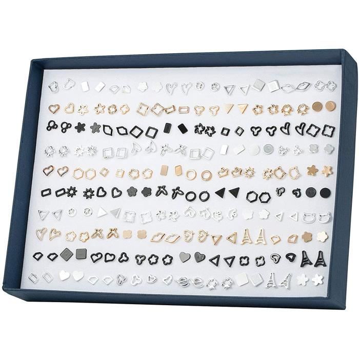 6 paires de boucles d'oreilles créoles 2,5*8 mm (argent noir coloré or