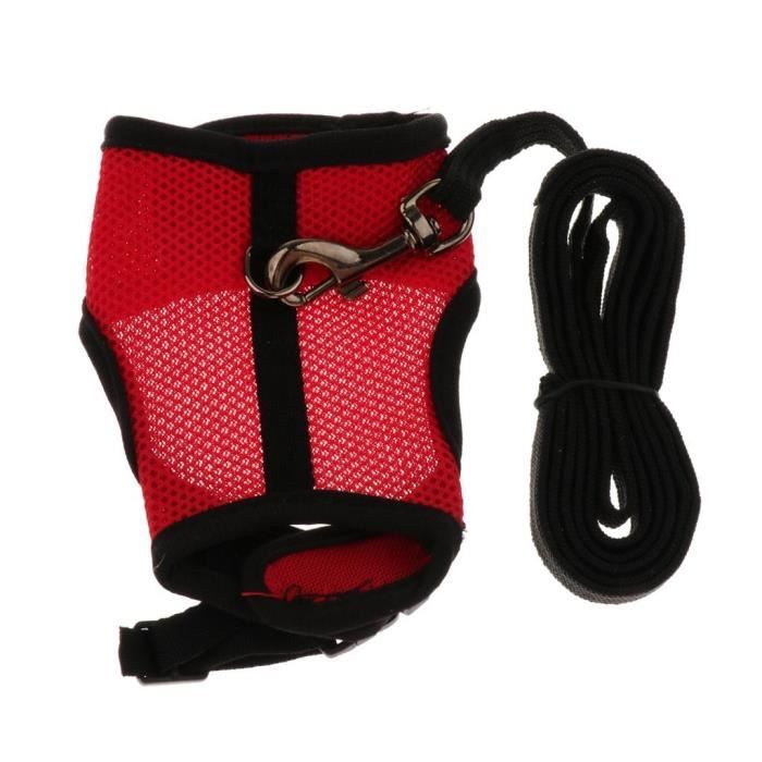 Harnais Lapin Régable Ceinture de Sécurité Gilet de Laisse de Chien Support de Poitrine pour Petit Animaux Rouge s sharprepublic