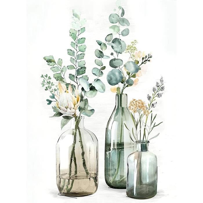 Peinture Numéro Feelive – Fleurs DIY Sur Toile 30x40 Cm – Kit Adulte Débutant Avec Pinceaux Et Peintures (sans Cadre)