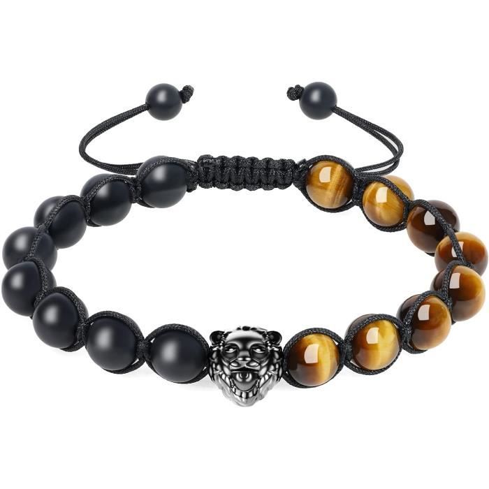 bracelet à charms pierres naturelles ajustable homme[m6778]