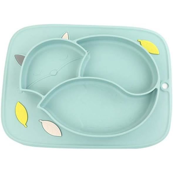 Assiette Bébé Ventouse Silicone - Design Mouton 2 Compartiments - Anti-Renversement, Sans BPA, Lave-Vaisselle