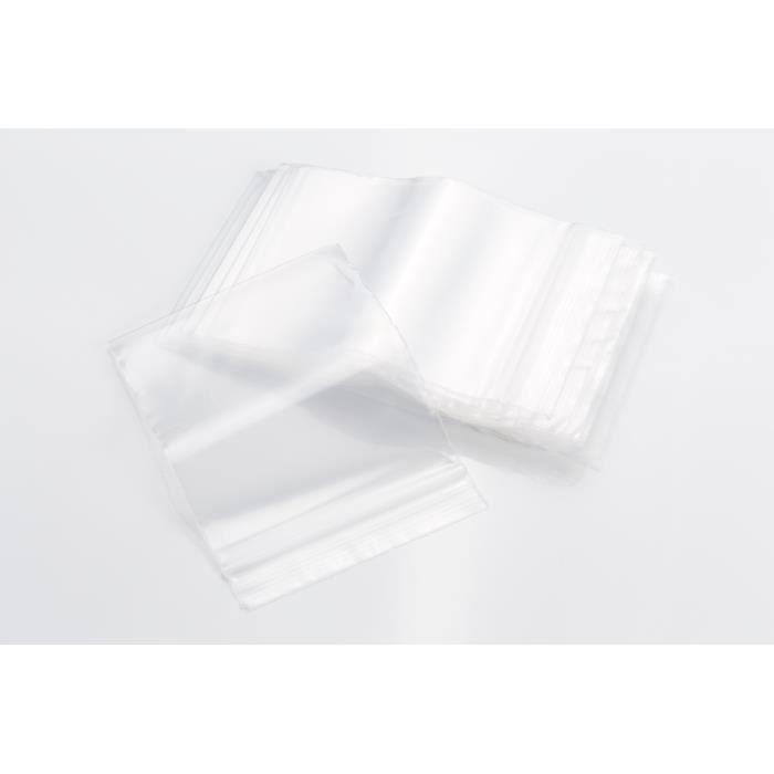 Sachet zip transparent Non spécifié 60 x 80 mm Lot de 100 50  microns Contact alimentaire