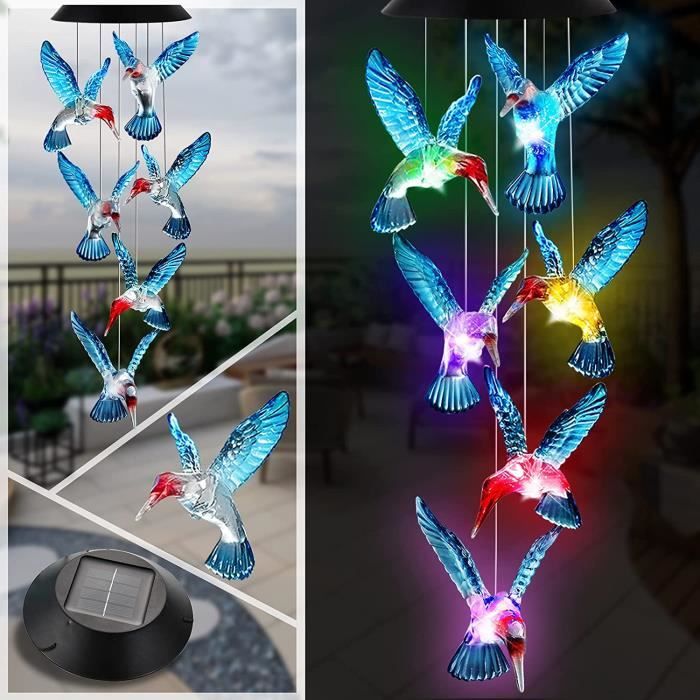LINGJIUXING 2x Colibri Solaire Flottant en ABS - Réaliste - Colibri Solaire - pour Jardin et Terrasse - 13x8x8cm - Xing