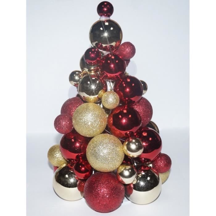 Sapin Boules Rouges Elegant Sapin en boules de Noël - H 30 cm - Rouge et or... - Cdiscount Maison