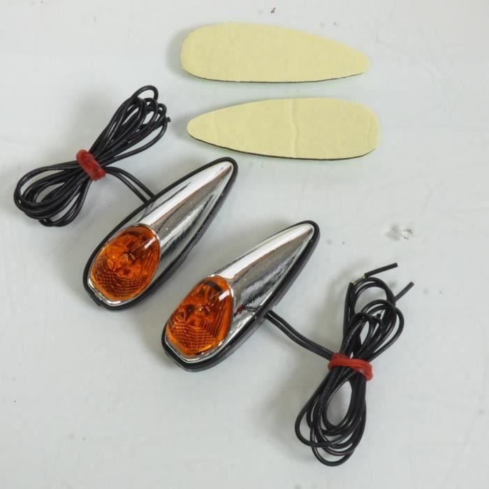 Mini clignotant goute d'eau chromé orange à LED pour moto scooter quad feu décoratif - MFPN : 9029CHO-191561-1N