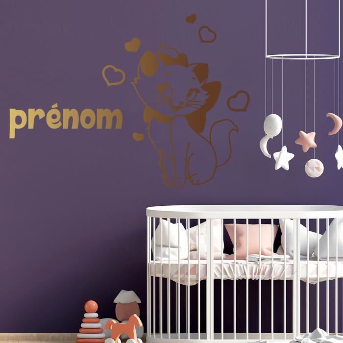 Stickers Muraux Deco Maison Chambre Enfant Bebe Stickers Petit Chat Avec Prenom Cuivre 400x290 Mm Achat Vente Stickers Cdiscount