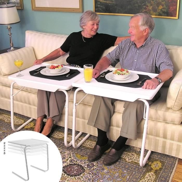 Table Pliante Veroda - Plateau TV/PC - Réglable Hauteur - 55.8-73.5cm - Porte Jusqu'à 50lbs