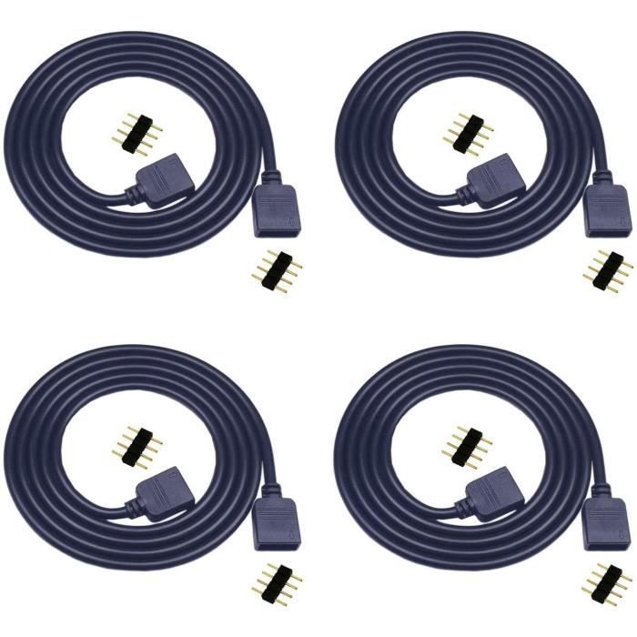 REDTRON Câble De Rallonge De Ruban De LED, 2 Packs De 2M De Câble De Rallonge
