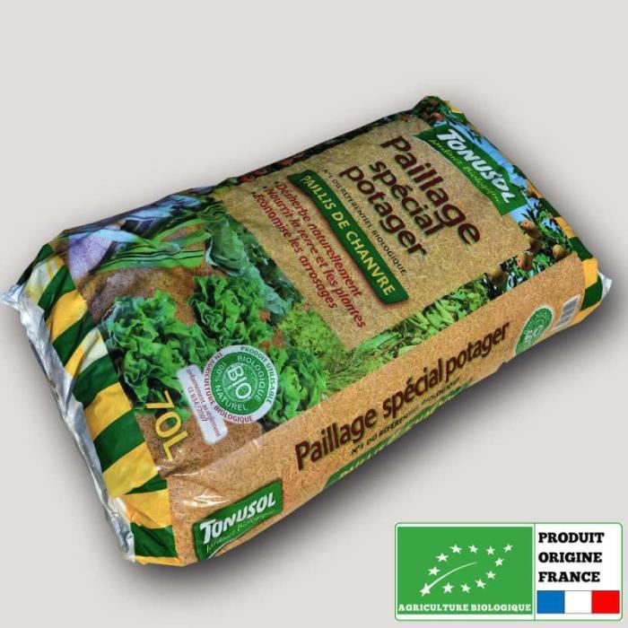 Paillis de chanvre écologique. Paillage spécial potager UAB 70 litres