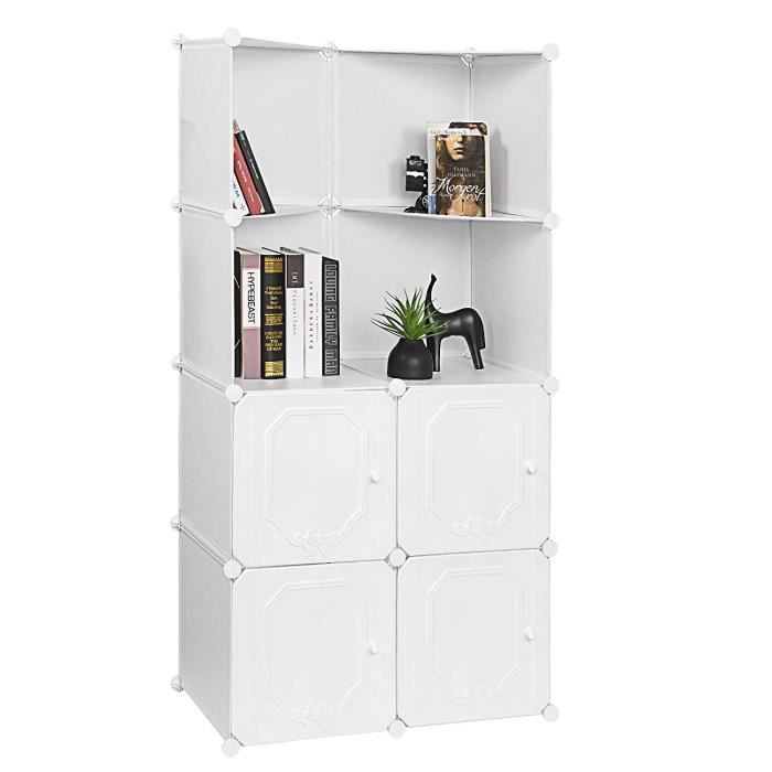 Eugad Armoire De Rangement En Plastique 4 Cubes Et 4 Etageres
