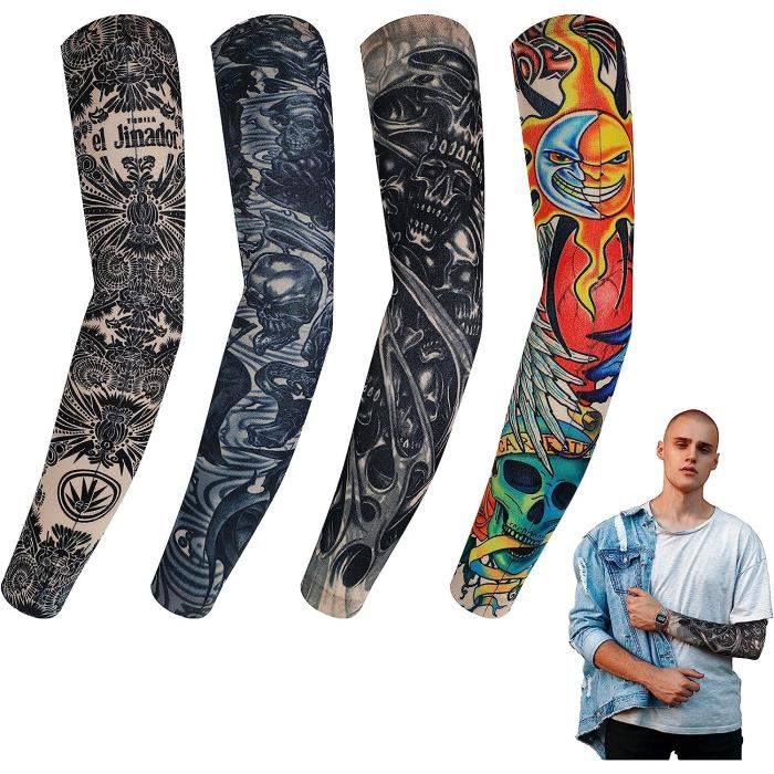 6 Manches Faux Tatouage Nylon Élastique - Protection Solaire Unisexe Pour Fêtes Et Cosplay
