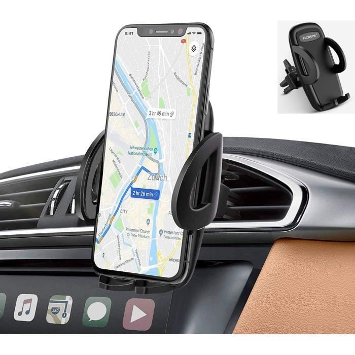 support de téléphone de voiture avec rotation à 360 ° pour tous les smartphones Support de téléphone de voiture 3 en 1 avec ventouse forte et clip pour tableau de bord de voiture grille d'aération 